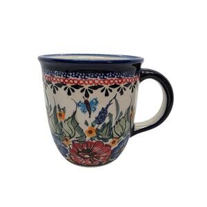 Unikat Polish Floral Handpainted Tea Coffee Mug Signed